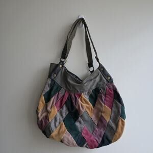 Y2K Patchwork Cloth Handbag Boho Hobo Bag Colorful Purse